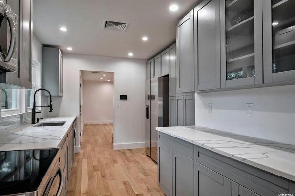 Interior, Kitchen, Recessed Lighting, Wood Texture Flooring