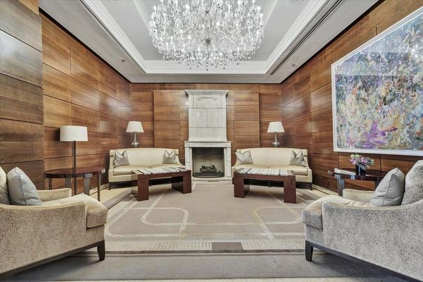 Chandelier, Fireplace, Interior, Living room, Wooden Walls