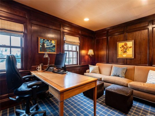 Home Office, Interior, Recessed Lighting, Wooden Walls