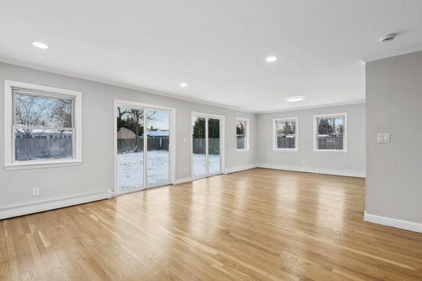 Empty room, Interior, Recessed Lighting, Wood Texture Flooring