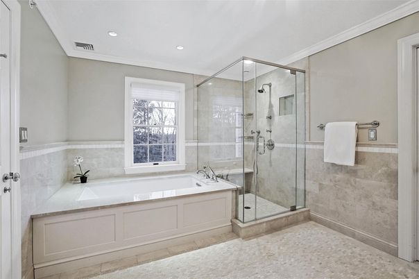 Bathroom, Glass Shower, Interior, Recessed Lighting
