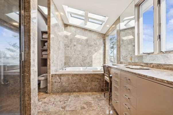 Bathroom, Dual Sink Vanities, Glass Shower, Interior, Recessed Lighting