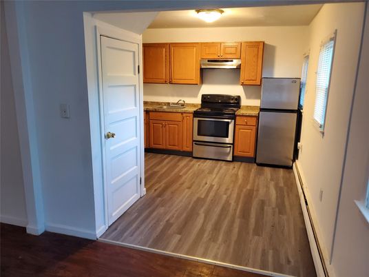Interior, Kitchen, Stainless Steel Appliances, Wood Texture Flooring