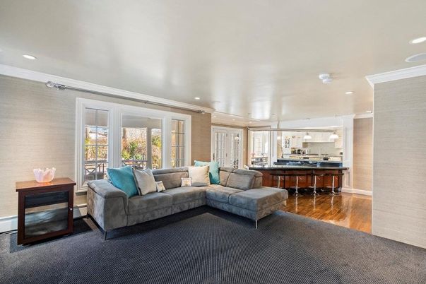 Interior, Kitchen, Living room, Recessed Lighting, Wood Texture Flooring