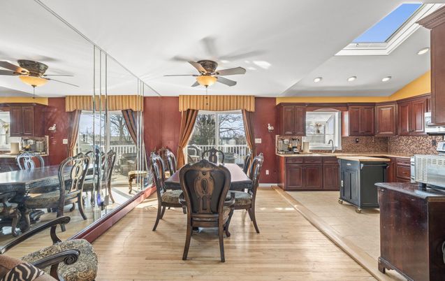 Dining room, Interior, Kitchen, Recessed Lighting, Wood Texture Flooring