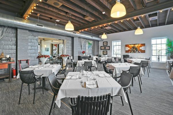 Dining room, Interior, Pendant Lights, Stone Walls, Wooden Beams