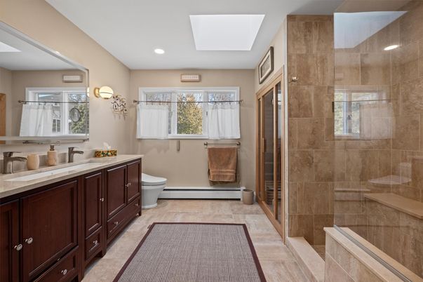 Bathroom, Glass Shower, Interior, Recessed Lighting