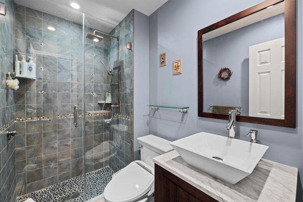 Bathroom, Glass Shower, Interior, Recessed Lighting