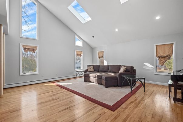 Interior, Living room, Piano, Recessed Lighting, Wood Texture Flooring