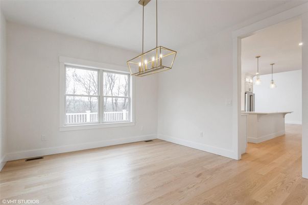 Empty room, Interior, Pendant Lights, Wood Texture Flooring
