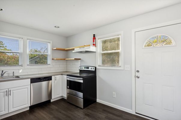 Interior, Kitchen, Stainless Steel Appliances, Wood Texture Flooring