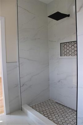 Bathroom, Glass Shower, Interior, Marble Walls