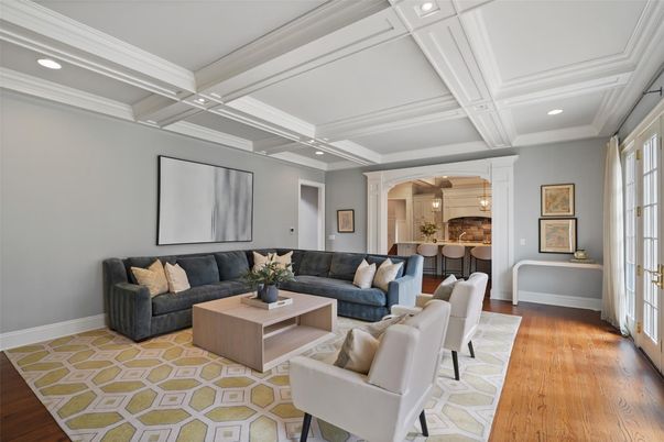Interior, Kitchen, Living room, Pendant Lights, Recessed Lighting, Wood Texture Flooring