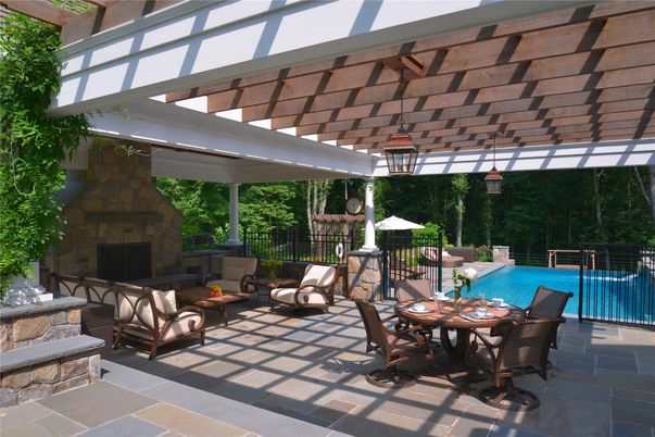 Exterior, Fireplace, Pool