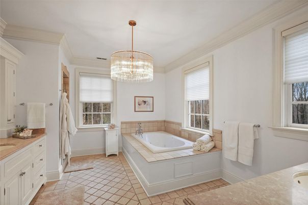 Bathroom, Chandelier, Interior, Tile Countertops