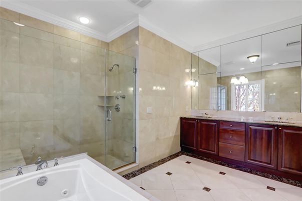 Bathroom, Glass Shower, Interior, Recessed Lighting