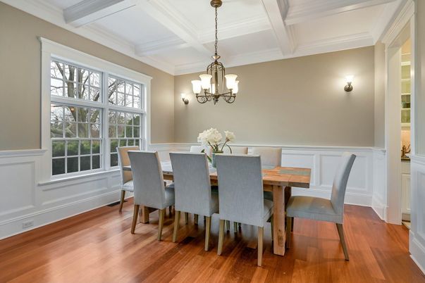 Chandelier, Dining room, Interior, Wood Texture Flooring