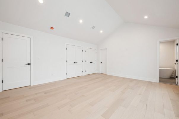 Bathroom, Empty room, Interior, Recessed Lighting, Wood Texture Flooring