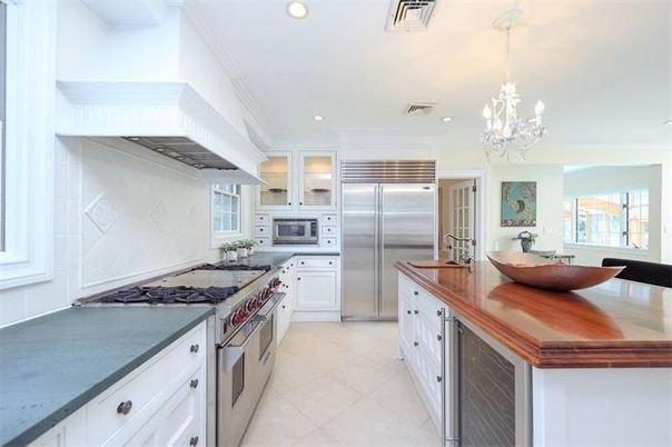 Chandelier, Interior, Kitchen, Recessed Lighting, Stainless Steel Appliances