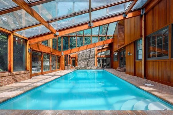 Glass Ceilings, Interior, Pool, Stone Walls, Sun Room, Wooden Walls