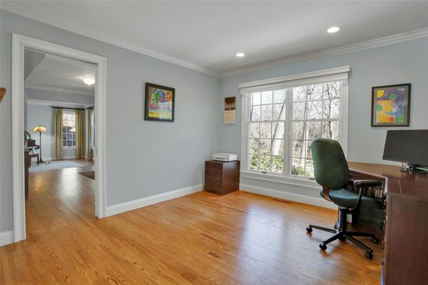Home Office, Interior, Recessed Lighting, Wood Texture Flooring