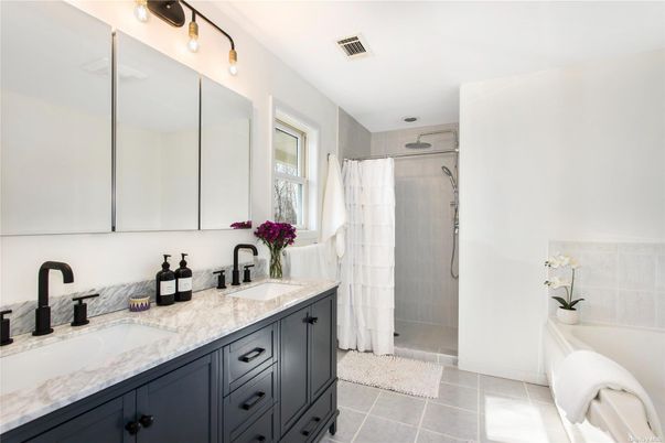 Bathroom, Dual Sink Vanities, Glass Shower, Interior