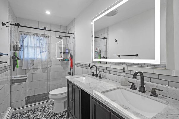 Bathroom, Dual Sink Vanities, Glass Shower, Interior, Recessed Lighting