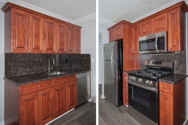 Interior, Kitchen, Stainless Steel Appliances, Wood Texture Flooring