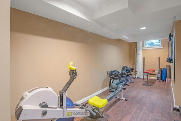 Fitness Equipment, Interior, Recessed Lighting, Wood Texture Flooring