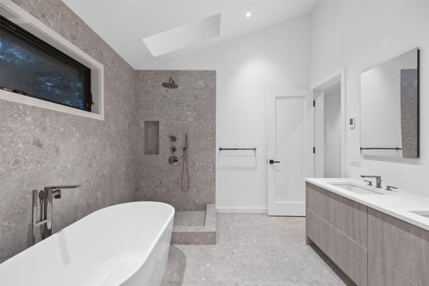 Bathroom, Dual Sink Vanities, Free Standing Baths, Glass Shower, Interior, Recessed Lighting