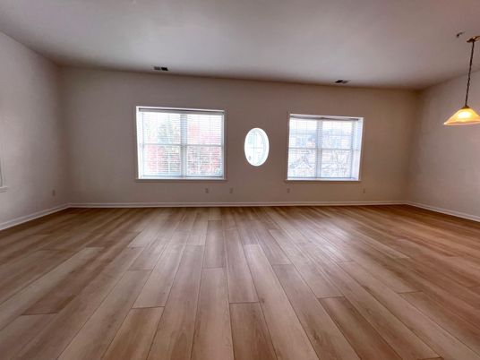 Empty room, Interior, Pendant Lights, Wood Texture Flooring