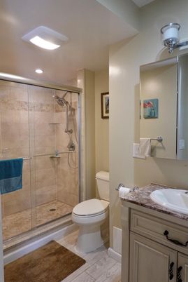 Bathroom, Glass Shower, Interior, Recessed Lighting