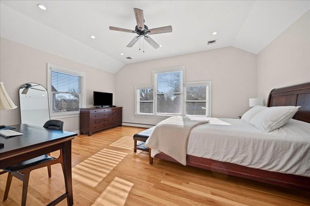 Bedroom, Home Office, Interior, Recessed Lighting, Wood Texture Flooring