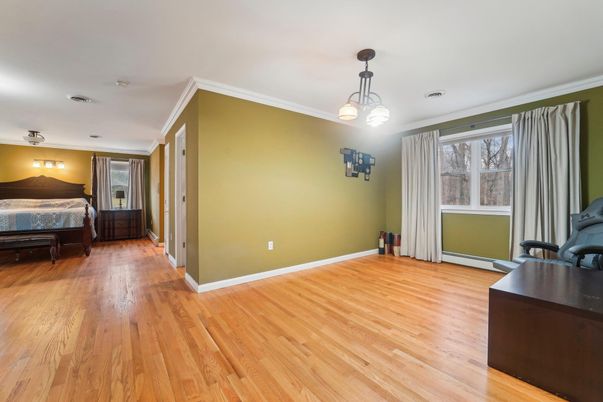 Bedroom, Interior, Pendant Lights, Wood Texture Flooring
