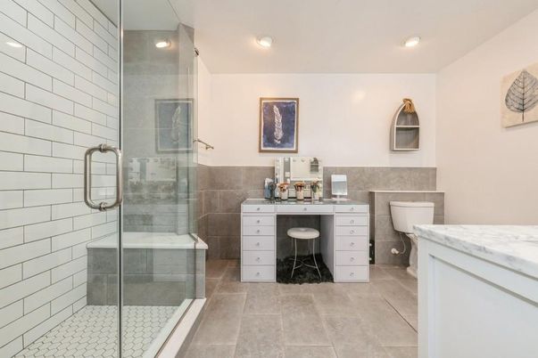 Bathroom, Glass Shower, Interior, Recessed Lighting