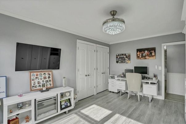 Chandelier, Home Office, Interior, Wood Texture Flooring