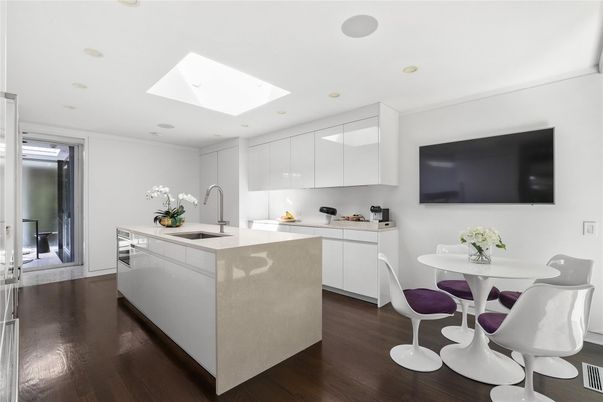 Dining room, Interior, Kitchen, Recessed Lighting, Wood Texture Flooring