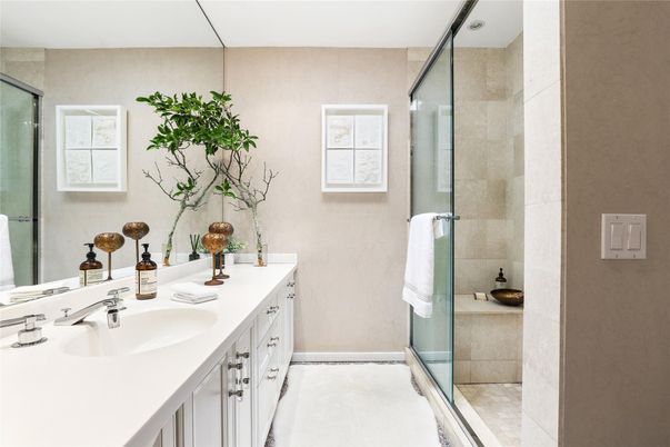 Bathroom, Dual Sink Vanities, Glass Shower, Interior