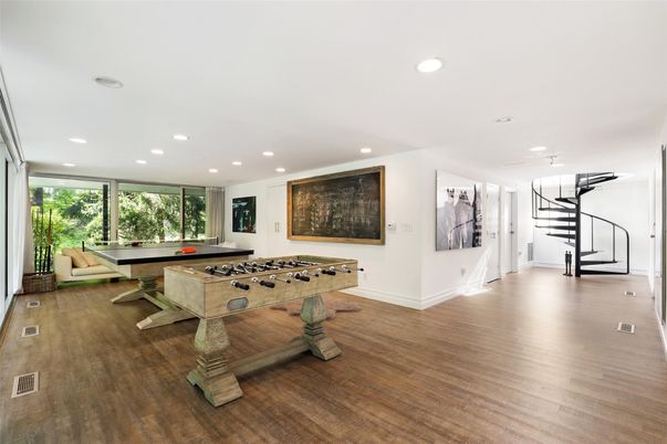 Game Room, Interior, Recessed Lighting, Wood Texture Flooring