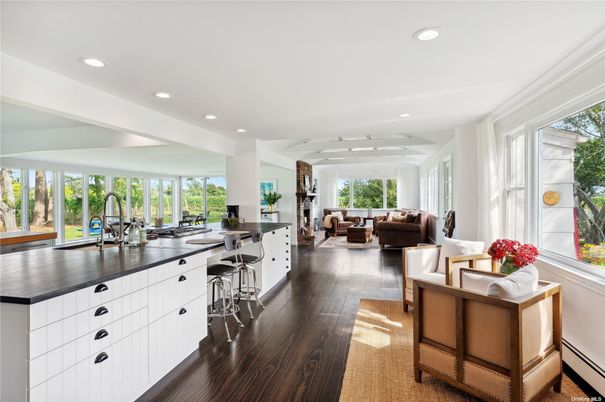 Interior, Kitchen, Living room, Recessed Lighting, Wood Texture Flooring