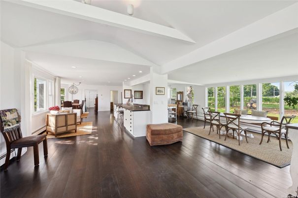 Dining room, Interior, Kitchen, Living room, Pendant Lights, Recessed Lighting, Wood Texture Flooring