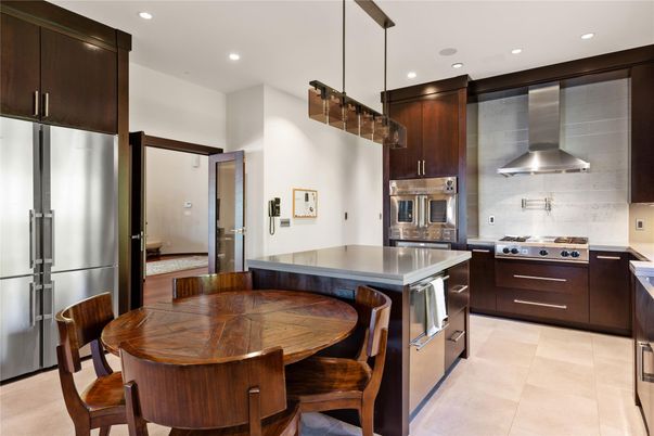 Dining room, Interior, Kitchen, Pendant Lights, Recessed Lighting, Stainless Steel Appliances