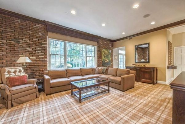 Interior, Living room, Recessed Lighting, Stone Walls