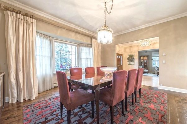 Chandelier, Dining room, Interior, Wood Texture Flooring