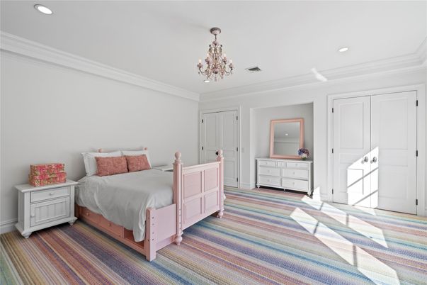 Bedroom, Chandelier, Interior, Recessed Lighting