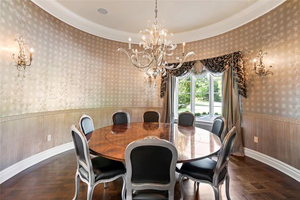 Chandelier, Dining room, Interior, Wood Texture Flooring