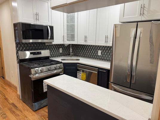 Interior, Kitchen, Stainless Steel Appliances, Wood Texture Flooring