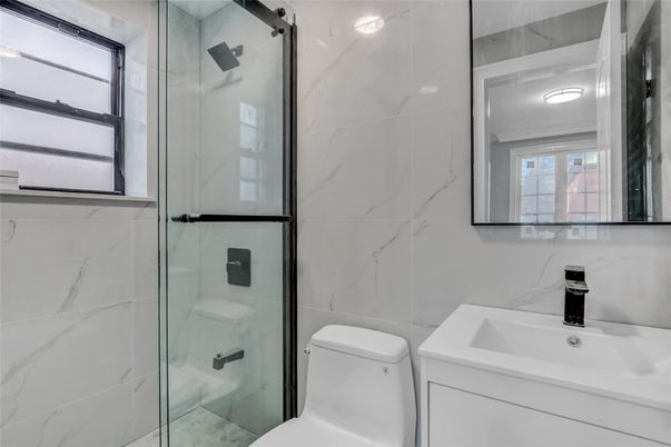 Bathroom, Glass Shower, Interior, Marble Walls