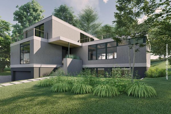 Attached, Backyard, Exterior, Facade, Modern