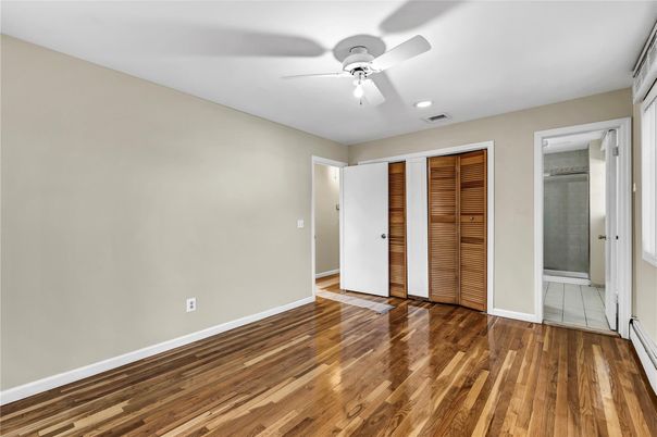 Bathroom, Empty room, Interior, Recessed Lighting, Wood Texture Flooring